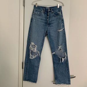 Agolde Distressed Cropped High Waist Jeans